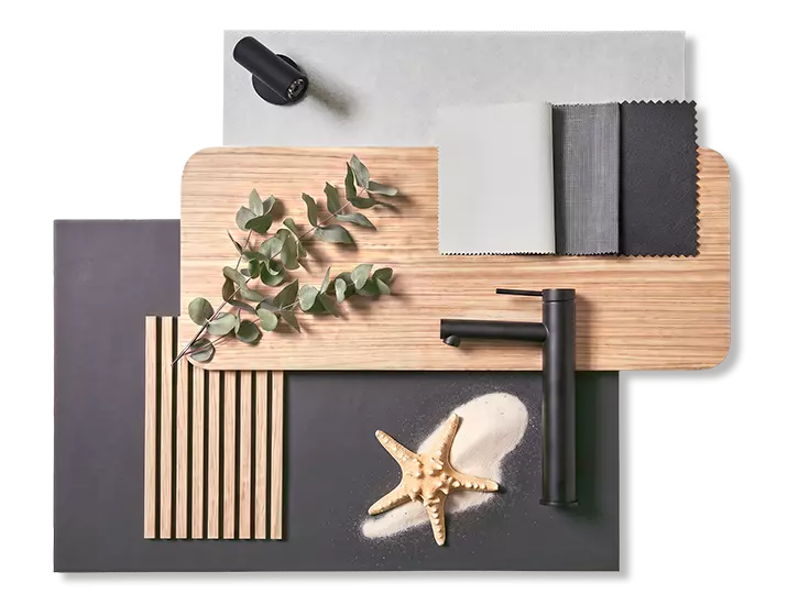 Moodboard du nouveau design intérieur de nos fourgons aménagés.